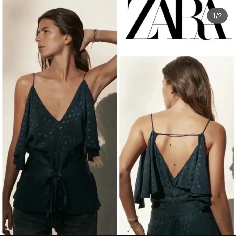 Zara Jacquard Top with Waist Belt
